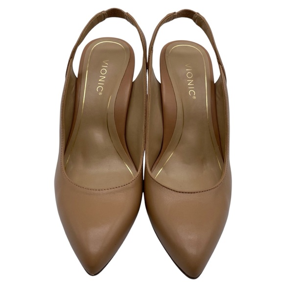 Vionic Womens Shoes Adalena Pumps Sz 6.5 Tan Leather Point Toe Cushioned Comfort - Picture 4 of 10